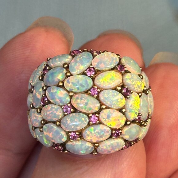 Lab Created Opal Cluster Ring - Picture 5 of 9